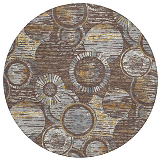 Piper Looms Chantille Geometric ACN2206 Fudge Machine Washable Area Rug Round Main Image