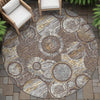 Piper Looms Chantille Geometric ACN2206 Fudge Machine Washable Area Rug Round Outdoor Lifestyle Image Feature