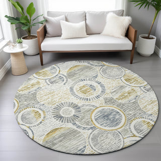 Piper Looms Chantille Geometric ACN2206 Ivory Machine Washable Area Rug Round Lifestyle Image Feature