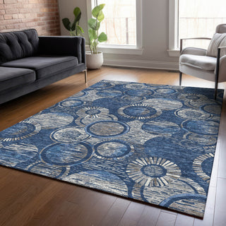 Piper Looms Chantille Geometric ACN2206 Navy Machine Washable Area Rug Lifestyle Image Feature