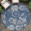 Piper Looms Chantille Geometric ACN2206 Navy Machine Washable Area Rug Round Outdoor Lifestyle Image Feature