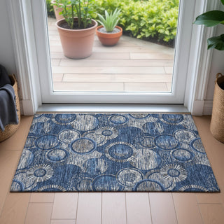 Piper Looms Chantille Geometric ACN2206 Navy Machine Washable Area Rug Scatter Lifestyle Image Feature