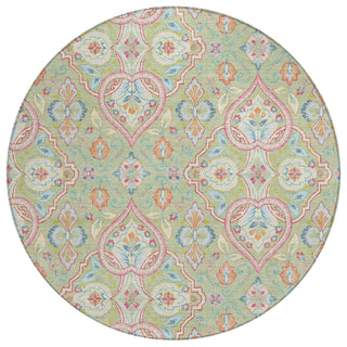 Piper Looms Chantille Bohemian ACN2207 Aloe Machine Washable Area Rug Round Main Image