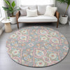 Piper Looms Chantille Bohemian ACN2207 Gray Machine Washable Area Rug Round Lifestyle Image Feature