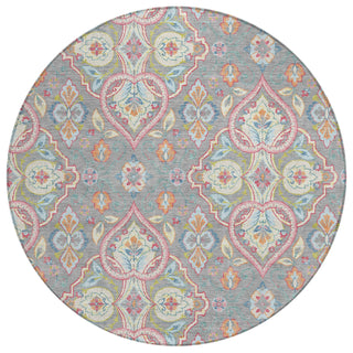 Piper Looms Chantille Bohemian ACN2207 Gray Machine Washable Area Rug Round Main Image