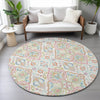 Piper Looms Chantille Bohemian ACN2207 Ivory Machine Washable Area Rug Round Lifestyle Image Feature