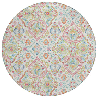 Piper Looms Chantille Bohemian ACN2207 Ivory Machine Washable Area Rug Round Main Image