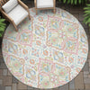 Piper Looms Chantille Bohemian ACN2207 Ivory Machine Washable Area Rug Round Outdoor Lifestyle Image Feature