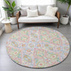 Piper Looms Chantille Bohemian ACN2207 Lavender Machine Washable Area Rug Round Lifestyle Image Feature