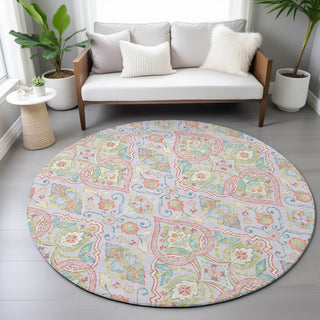 Piper Looms Chantille Bohemian ACN2207 Lavender Machine Washable Area Rug Round Lifestyle Image Feature
