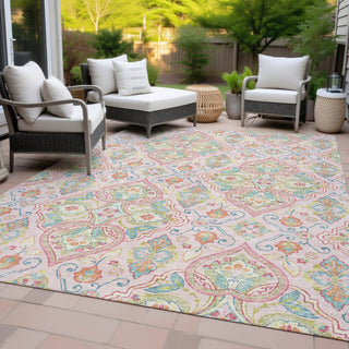 Piper Looms Chantille Bohemian ACN2207 Pink Machine Washable Area Rug Outdoor Lifestyle Image Feature