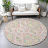 Piper Looms Chantille Bohemian ACN2207 Pink Machine Washable Area Rug Round Lifestyle Image Feature