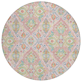 Piper Looms Chantille Bohemian ACN2207 Pink Machine Washable Area Rug Round Main Image