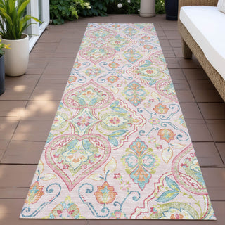 Piper Looms Chantille Bohemian ACN2207 Pink Machine Washable Area Rug Runner Outdoor Lifestyle Image Feature
