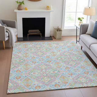Piper Looms Chantille Bohemian ACN2207 Sky Machine Washable Area Rug Lifestyle Image Feature