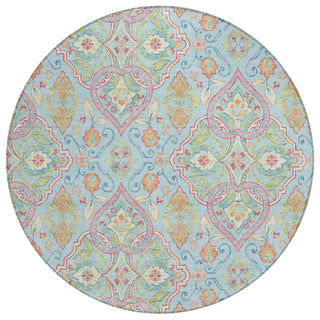Piper Looms Chantille Bohemian ACN2207 Sky Machine Washable Area Rug Round Main Image
