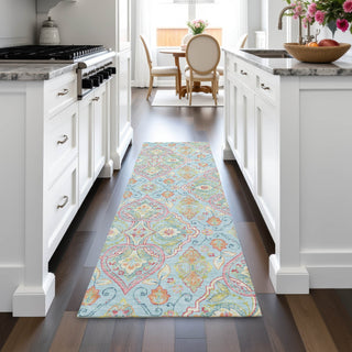 Piper Looms Chantille Bohemian ACN2207 Sky Machine Washable Area Rug Runner Lifestyle Image Feature