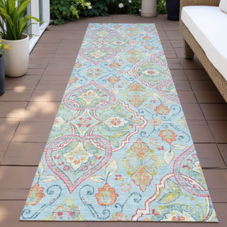Piper Looms Chantille Bohemian ACN2207 Sky Machine Washable Area Rug Runner Outdoor Lifestyle Image Feature