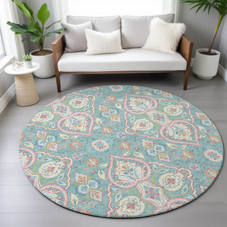 Piper Looms Chantille Bohemian ACN2207 Spa Machine Washable Area Rug Round Lifestyle Image Feature