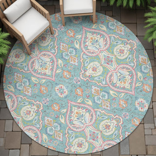 Piper Looms Chantille Bohemian ACN2207 Spa Machine Washable Area Rug Round Outdoor Lifestyle Image Feature