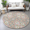Piper Looms Chantille Bohemian ACN2207 Taupe Machine Washable Area Rug Round Lifestyle Image Feature