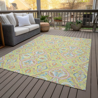 Piper Looms Chantille Bohemian ACN2207 Yellow Machine Washable Area Rug Outdoor Lifestyle Image Feature