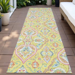 Piper Looms Chantille Bohemian ACN2207 Yellow Machine Washable Area Rug Runner Outdoor Lifestyle Image Feature