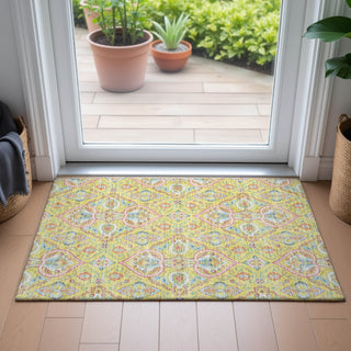Piper Looms Chantille Bohemian ACN2207 Yellow Machine Washable Area Rug Scatter Lifestyle Image Feature