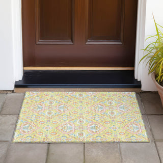 Piper Looms Chantille Bohemian ACN2207 Yellow Machine Washable Area Rug Scatter Outdoor Lifestyle Image Feature