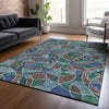 Piper Looms Chantille Geometric ACN2208 Blue Machine Washable Area Rug Lifestyle Image Feature