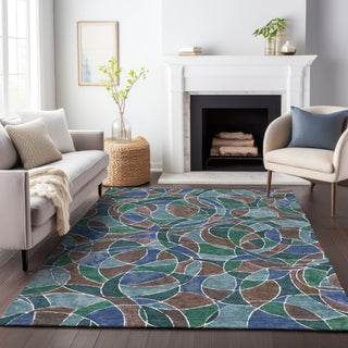Piper Looms Chantille Geometric ACN2208 Blue Machine Washable Area Rug Lifestyle Image Feature