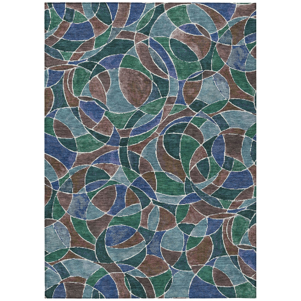 Piper Looms Chantille Geometric ACN2208 Blue Machine Washable Area Rug main image