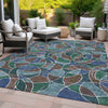 Piper Looms Chantille Geometric ACN2208 Blue Machine Washable Area Rug Outdoor Lifestyle Image Feature