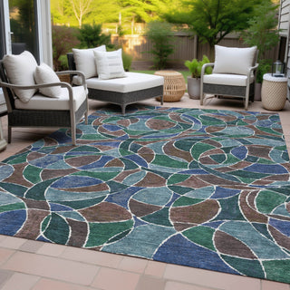 Piper Looms Chantille Geometric ACN2208 Blue Machine Washable Area Rug Outdoor Lifestyle Image Feature
