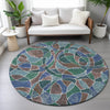 Piper Looms Chantille Geometric ACN2208 Blue Machine Washable Area Rug Round Lifestyle Image Feature