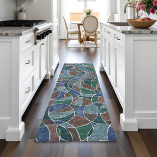 Piper Looms Chantille Geometric ACN2208 Blue Machine Washable Area Rug Runner Lifestyle Image Feature