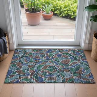 Piper Looms Chantille Geometric ACN2208 Blue Machine Washable Area Rug Scatter Lifestyle Image Feature