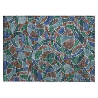 Piper Looms Chantille Geometric ACN2208 Blue Machine Washable Area Rug Scatter Main Image