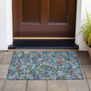 Piper Looms Chantille Geometric ACN2208 Blue Machine Washable Area Rug Scatter Outdoor Lifestyle Image Feature