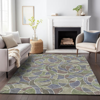 Piper Looms Chantille Geometric ACN2208 Green Machine Washable Area Rug Lifestyle Image Feature