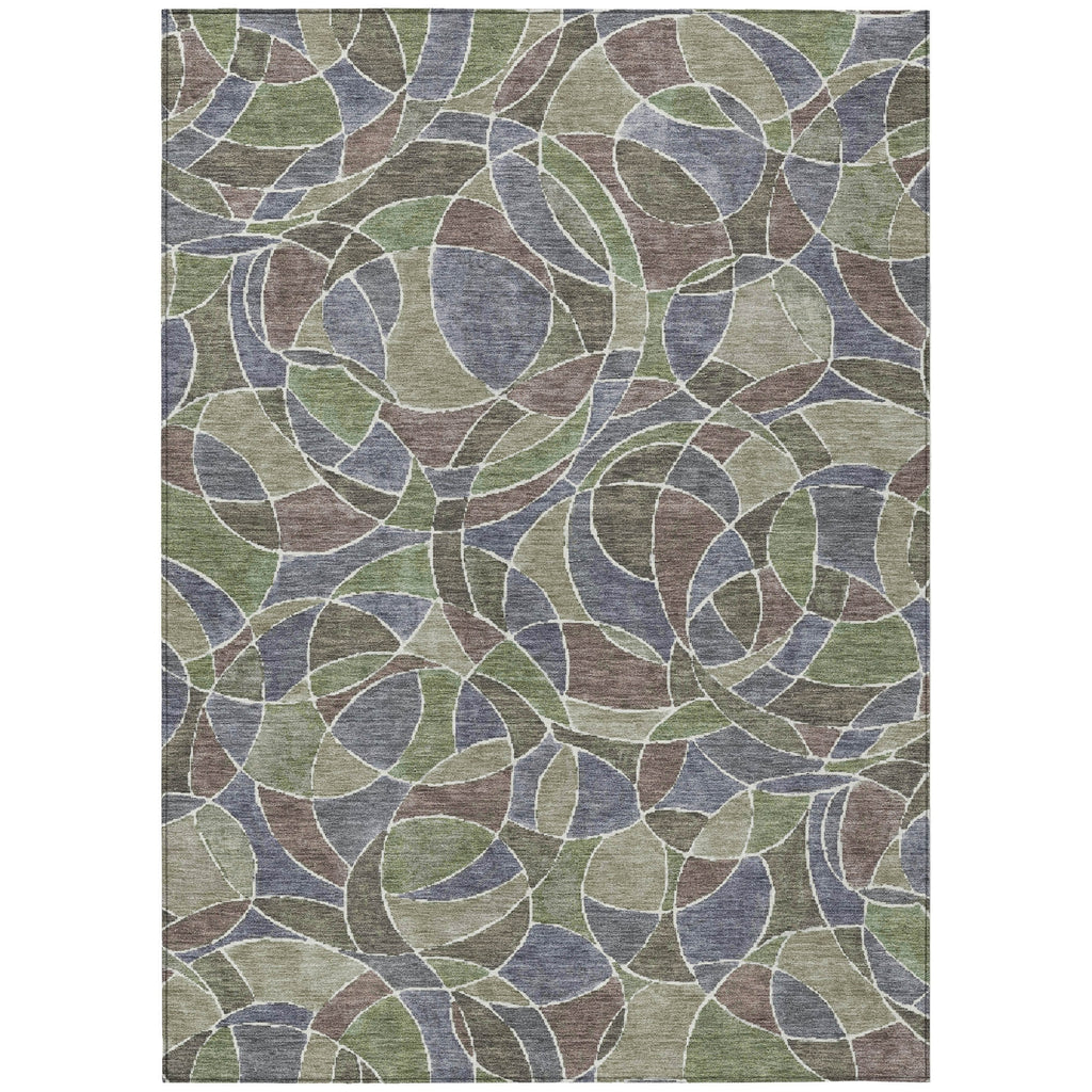 Piper Looms Chantille Geometric ACN2208 Green Machine Washable Area Rug main image