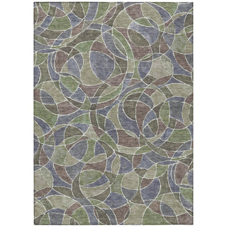 Piper Looms Chantille Geometric ACN2208 Green Machine Washable Area Rug main image