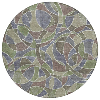 Piper Looms Chantille Geometric ACN2208 Green Machine Washable Area Rug Round Main Image