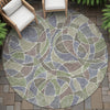 Piper Looms Chantille Geometric ACN2208 Green Machine Washable Area Rug Round Outdoor Lifestyle Image Feature
