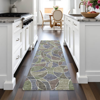 Piper Looms Chantille Geometric ACN2208 Green Machine Washable Area Rug Runner Lifestyle Image Feature