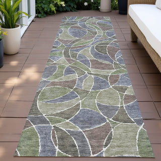 Piper Looms Chantille Geometric ACN2208 Green Machine Washable Area Rug Runner Outdoor Lifestyle Image Feature
