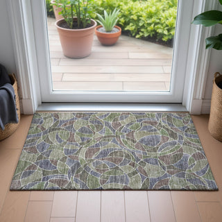 Piper Looms Chantille Geometric ACN2208 Green Machine Washable Area Rug Scatter Lifestyle Image Feature