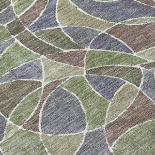 Piper Looms Chantille Geometric ACN2208 Green Machine Washable Area Rug Swatch Image