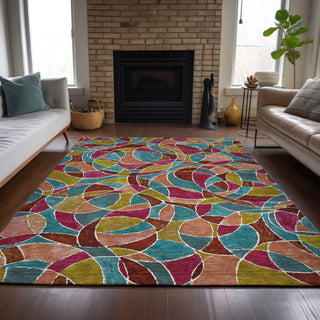 Piper Looms Chantille Geometric ACN2208 Merlot Machine Washable Area Rug Lifestyle Image Feature