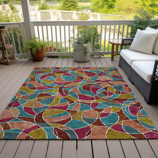 Piper Looms Chantille Geometric ACN2208 Merlot Machine Washable Area Rug Outdoor Lifestyle Image Feature